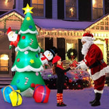 ZUN 8FT Inflatable Santa Claus Snowman On Christmas Tree w/LED Lights Outdoor Decor 07288823