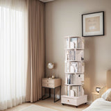 Rotating Bookshelf with Drawer, 360 Display 6 Tier Corner Bookshelf for Small Space, Floor Standing W2641P329209