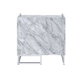 Azrael White Printed Faux Marble & Chrome Finish Accent Table B2726P340578