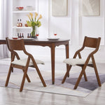 ZUN Upholstered folding Dining chair, space saving, easy to carry, Dining Room, 2-Pack-Walnut 50026736