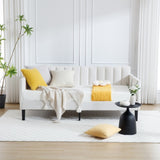 Elena Twin Size Ivory Boucle Upholstered Daybed, Ribbed Tufted Backrest, Daybed in Lavish Modern B083P163439