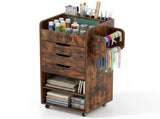 Rolling Craft Storage Cart with 3 Drawers & Adjustable Shelves, Mobile Wrapping Paper Organizer with 90879404