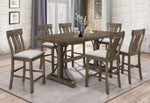 ZUN 2pc Brown Oak & Gray Fabric Counter Dining Chair Rustic Farmhouse Style Standard Dining B011P148060