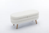 036-Velvet Fabric Storage Bench Bedroom Bench With Wood Legs For Living Room Bedroom Indoor,Ivory W527121987