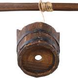 Rustic Wooden Wishing Well Planter Outdoor Home Dcor for Patio, Garden, Yard w/Hanging Bucket ,20in W465P215368