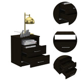 Brookeline 2-Drawer 1-Shelf Rectangle Nightstand Black Wengue B06280324
