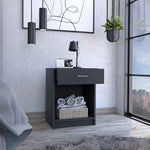 ZUN Eco Nightstand , End Table, Side Table Superior Top, One Drawer, Lower Shelf -Black B20091851