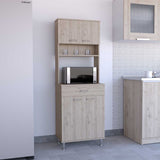 Della 60 Kitchen Pantry with Countertop, Closed & Open Storage -Light Gray B07091841