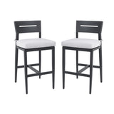 Modern Outdoor 2PC Bar Stools, Aluminum Patio Bar Chair with Ergonomic Backrest, Tapered Legs, W1886P300268
