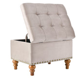 Square velvet upholstered Ottoman with storage space, hidden support hinge with easy to open top, W2941P242273