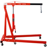 2 Ton Folding Engine Hoist Cherry Picker Shop Crane Hoist Lift, Heavy Duty Steel with 6 Iron Caster 81745190