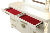 Jasmine 8-Drawer Dresser with side LED lightning made with Wood in Beige 659436058361