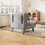 31.5 Convertible Chair Bed, Tri-Fold Sofa Bed with Adjustable Backrest & Pillow, Leisure Chaise W1767P220576