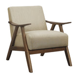 Modern Home Furniture Light Brown Fabric Upholstered 1pc Accent Chair Walnut Finish Wood Cushion B011103385