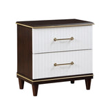 Contemporary White and Cherry Finish 1pc Two Drawers Nightstand 2-Tone Finish with Gold Trim Modern B011P149132
