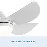 ZUN 30 In Intergrated LED Ceiling Fan Lighting with White ABS Blade W136755958