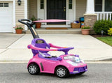 Pink 3 in 1 Kids Push & Sliding Car with Removable Handle, Music, Horn, Canopy & Safety Guardrail 90184527