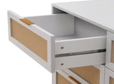 43.31"6-Drawers Rattan Storage Cabinet Rattan Drawer,for Bedroom,Living Room,White W757P234587