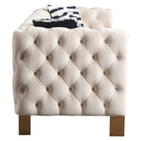Chesterfield Modern Tufted Velvet Living Room Sofa, 84.25''W Couch,Cream W57964660