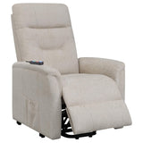 Beige Upholstered Power Lift Recliner with Storage Pocket B062P145449
