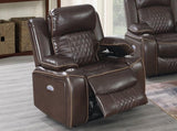 Power Motion Recliner Chair 1pc Chair Contemporary Brown Color Gel Leatherette Storage Arms w Cup B011P205591