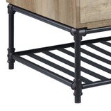 ZUN Oak and Sandy Black Coffee Table with Bottom Shelf B062P209062