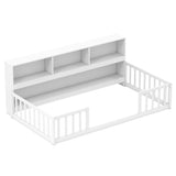Versatile Floor Bed with Bookcase - White 89366824