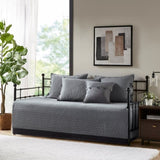 6 Piece Reversible Plaid Daybed Cover Set Grey Daybed B035P266680