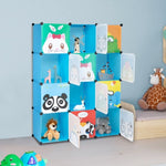 ZUN 4-Layer 12-Grid 2-Hanging Rod Magic Cube Wardrobe, Plastic + Steel Wire Material with Animal 30978440