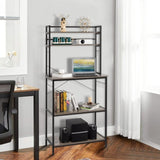 5-Tier Bakers Rack with 10 S-Shaped Hooks, Industrial Microwave Oven Stand, Free Standing 01971249