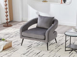 Modern Upholstered Velvet Open Back Accent Chair Barrel Dining Chair with Metal Legs, Cozy Round W3118P312816