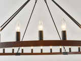 39.3 INCH Wood Wagon Wheel Chandelier Modern Farmhouse Pendant Light 20-Light Ceiling Hanging W5008P464781