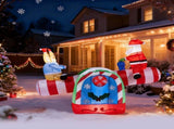 4.7 FT Lighted Christmas Inflatable Decoration, Large Motorized Seesaw with Santa and Reindeer, 76233544