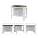 Cala Kitchen Island, Four Legs, Three Shelves -White / Walnut B20092012