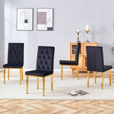 4 piece dining chairs.The gold metal legs complement the black velvet, showcasing a perfect blend of W1151131989