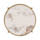 Modern Side Table, Pandora Sintered Stone End Table, Golden Small Coffee Table, 20.67''W 20.67''D W1071P144269