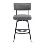 ZUN 26''Retro Swivel Counter Stools Set of 2,Grey Counter Stools with iron Frame,PU Sponge N780P199991G