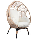 ZUN Patio PE Wicker Egg Chair Model 2 with Natural Color Rattan Beige Cushion and Side Table 25652639