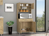 Pantry Cabinet 67" H, Four Doors, One Drawer, Three Internal Shelves, 2 External Storage Shelves, B097133017