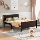 Queen Size Wood Platform Bed with Headboard and Wooden Slat Support WF289142AAP