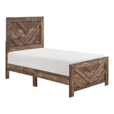 Rustic Brown Finish Contemporary Twin Size Panel Bed Wooden Bedroom Furniture 1pc, Bed in a Box B011P250475