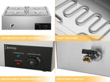 110V 600W 5L*4 Stainless Steel Four Plates Heating Food Warming Soup Pool Silver 89737780