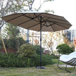 ZUN 14.8 Ft Double Sided Outdoor Umbrella Rectangular Large with Crank W640140329