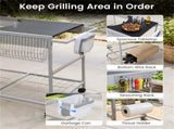 Outdoor Grill Cart for 18-22 Inch Kettle Grills, Metal BBQ Stand with Lid Holder & Storage Rack 76162891