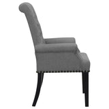 Grey Tufted Arm Chairs with Nailhead Trim B062P145443