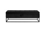 58.6" Bed Bench Metal Base with Storage Black Velvet W1097119560