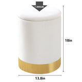 SKU98257585)Round Storage Ottoman Velvet Upholstered Footrest Dressing Stool, Padded Vanity Stool 31677062