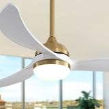 ZUN 52 Inch Indoor Ceiling Fan With Dimmable Led Light 3 Solid Wood Blades Remote Control Reversible DC 69002490