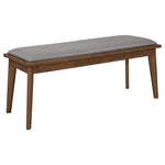 ZUN Grey and Natural Walnut Upholstered Dining Bench B062P145521