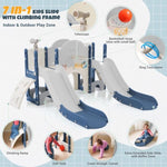 ZUN Kids Slide Playset Structure 7 in 1, Freestanding Spaceship Set with Slide, Arch Tunnel, Ring Toss PP322884AAC